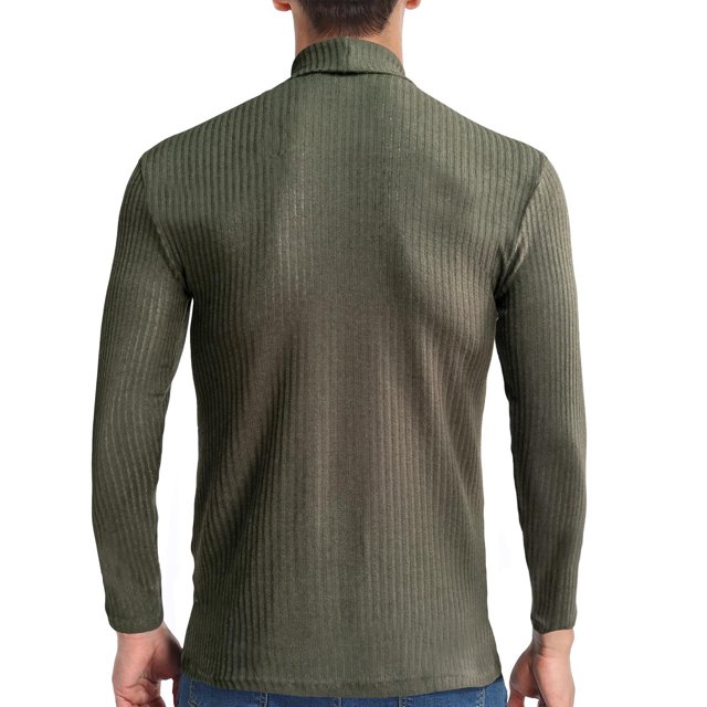 CEHVOM Men Ribbed Slim Fit Knitted Pullover Turtleneck Sweater Base Shirt