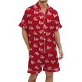 thumbnail image 1 of GDREDA Pyjama Assorti pour Couples pour Hommes de Noël Multicolore Imprimé en Satin de Soie à Manches Courtes Boutonné Ensemble de Pyjama pour Hommes Rouge,TTG, 1 of 4