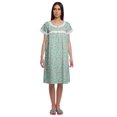 thumbnail image 1 of Moomaya Short Sleeve Nightdress For Ladies Printed Button Placket Nightwear, 1 of 4