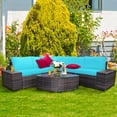 thumbnail image 4 of Costway 6PCS Rattan Furniture Set Conversation Cushioned Sofa Armrest Garden Turquoise, 4 of 10