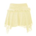 thumbnail image 3 of Women's Low Waist Lace Mini Skirt Ruffled Tiered Pleated Flowy Slip Skirt - Polyester, S-L, 3 of 3