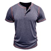 Cfhntfmh Henley Chemises Manche courte Casual Basic Tee Summer Button Muscle mince Couleur de sol T Chemise pour homme