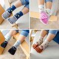 thumbnail image 3 of Kids Five Fingers Socks Cotton Non Slip Pilates Cute Animal Toe Socks, 3 of 4