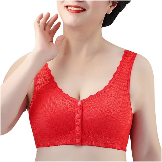 Timegard Front Closure Bras for Women Plus Size Lace Wireless Full Support Breathable Comfy Everyday Bra