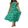 thumbnail image 1 of Femmes Été Crossover Licol Cou Sans Manches Plaid Coupé Dos Flowy une Ligne Maxi Robe Rose XL, 1 of 7