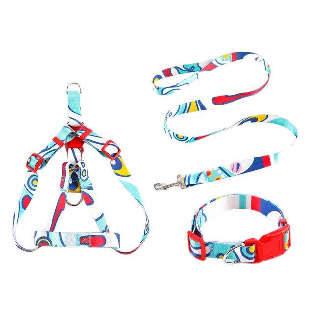 3 Pcs/set Harnais Décoratif Extérieur Réglable en Alliage de Zinc Lavable Accessoires Animaux Bleu, 2.5x120cm TG
