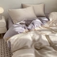 thumbnail image 4 of M Summer Solid Color Ice Silk 4 Piece Bedding Set Cooling Lightweight Breathable Bed Sheets And Duvet Cover Cooling Linen for Hot Weather Sleep Polyester, 4 of 7