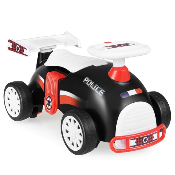 Costway Kids Ride On Push Car with Music Under-Seat Storage Universal Wheels for Boys Girls Black & Red