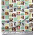 thumbnail image 1 of Soimoi Rayon Fabric Frames,Women & Dogs Patchwork Fabric Prints by Yard 42 Inch Wide, 1 of 3