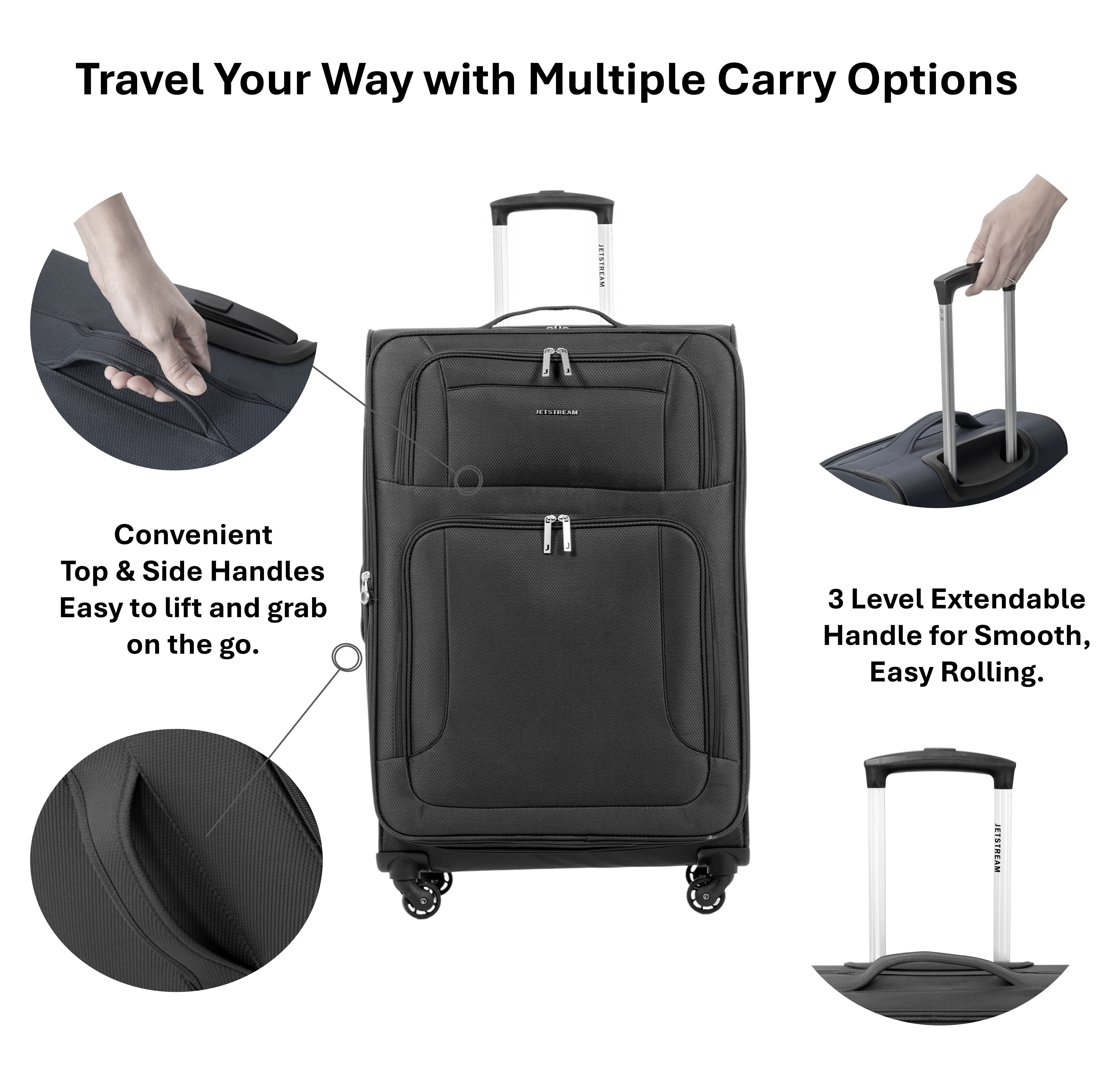 Jetstream Valise Cabine Souple, Valise de Voyage Légère à Roulettes avec Roues Pivotantes