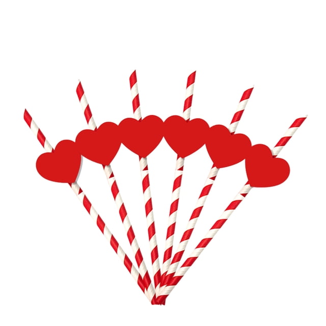 YANHAIGONG Pailles en Papier Saint-Valentin, 24 Pcs Pailles en Papier Jetables Saint-Valentin, Pailles Cœur Rouges pour Fête de la Saint-Valentin Pailles Décoratives, Fournitures pour Fête de Mariage et d'Anniversaire