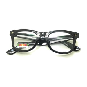 Verres de lecture progressifs multifocus 3 Pouvoirs en 1 Lecteur Carré de corne Rim Eye Lunettes (Noir, 1.50)