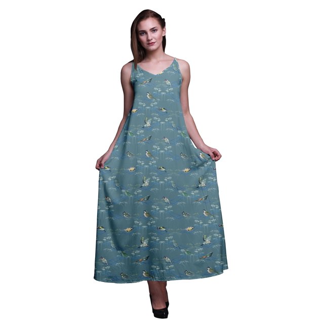 Bimba Robe Longue Décontractée pour Femmes en Rayonne à Bretelles Spaghetti, Maxi d'Été, Robe Soleil - Xxx-Grand