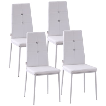 HOMCOM Ensemble de 4 Chaises de Salle à Manger, Chaises Latérales en Similicuir avec Dossier Haut