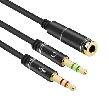 Amdohai 300mm Compact Size Flexible 3.5mm Stereo Audio 1 Female to 2 Male Headset Mic Y Splitter Cable Headphone to PC Adapter