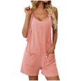 thumbnail image 2 of Aqestyerly Combinaison Courte Unie pour Femme Sans Manches à Col Rond avec Poches Confortable Décontractée une Pièce, 2 of 8