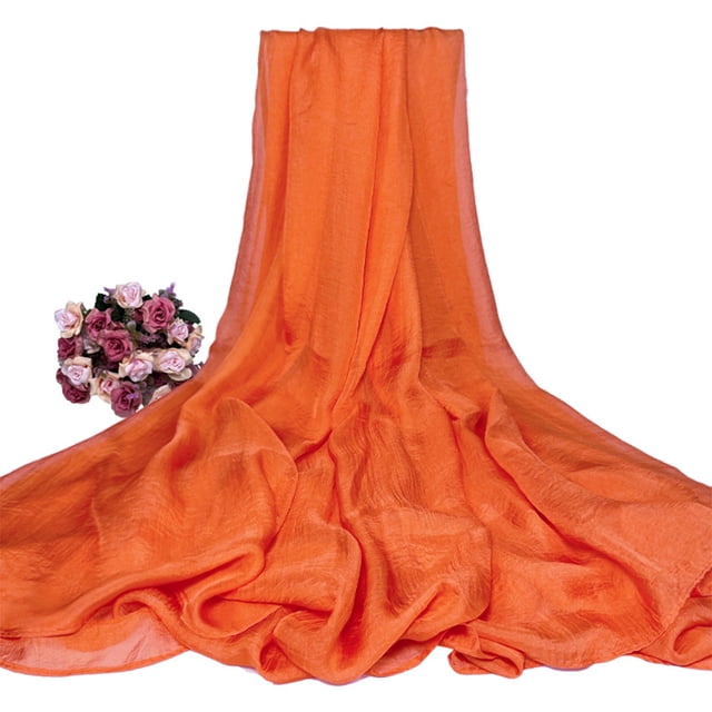 Xingzhi Versatile Long Scarf For Different Outfits And Occasions Made With Chiffon Long Shawls And Wraps Orange color
