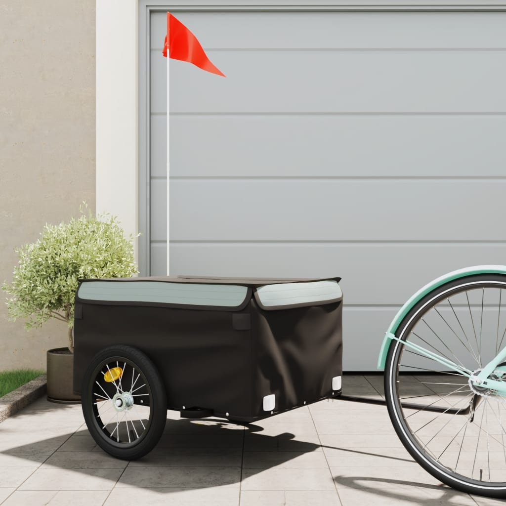 vidaXL Remorque à Vélo Noir et Gris 45 kg Fer