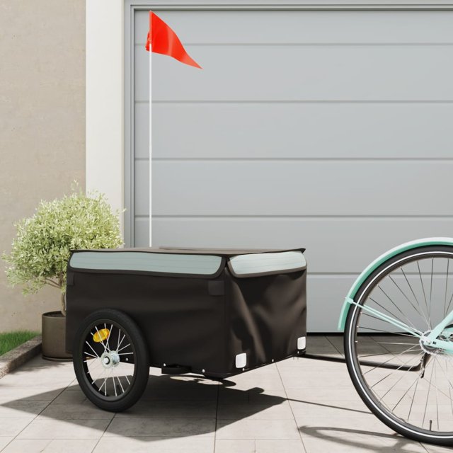 vidaXL Remorque à Vélo Noir et Gris 45 kg Fer