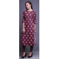 thumbnail image 2 of Bimba Robe Kurti Longue Imprimée Tunique Droite Manches 3/4 Robes pour Femmes Haut, 2 of 6