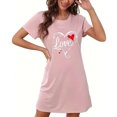 thumbnail image 4 of Pyjama en Lin Jupe pour Femme Nuisettes de la Saint-Valentin pour Femme Vêtements de Nuit Chemise de Nuit à Manches Courtes pour Femme Col Ras du Cou Mignonne Nuisette Confortable T-Shirt Ample Chemise de Nuit TG, 4 of 5