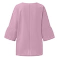thumbnail image 5 of Dealovy Plus Size Shirts for Women 3/4 Sleeve Notch V Neck Cotton Linen Tops Summer Solid Color Tees, 5 of 5