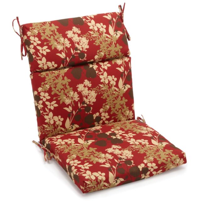 18-inch by 38-inch Spun Polyester Patterned Outdoor Squared Chair Cushion, Montfleuri Sangria