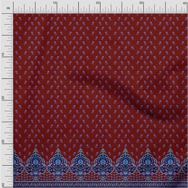Soimoi Poly Georgette Fabric Swirl,Leaves & Floral Panel Print Fabric by The Yard 42 Inch Wide