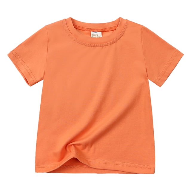 B91xZ T-Shirt Décontracté à Col Rond pour Filles et Tout-Petits, Manches Courtes, Orange 6-7 Ans