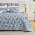 thumbnail image 1 of Hitime Luxury Printed Quilt Set Queen Size, Lightweight Comforter Set, Oversized Bedspread Coverlet Quilted Bedding Set, with 2 Matching Pillowcases, for All Season, 1 of 8