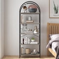 thumbnail image 2 of Kojooin Five-Tier Arched Display Rack 71-Inch, Industrial Metal Bookshelf with Adjustable Feet, 5-Shelf Storage Cabinet for Living Room, Office, 2 of 8