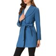 thumbnail image 4 of INSPIRE CHIC Manteau Trench Long pour Femme, Mignon, Col Rabattu, Simple Boutonnage, Ceinturé, S Bleu Foncé Gris, 4 of 6