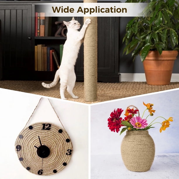 4mm X 100FT Natural Sisal Rope – Cat Scratching & DIY Jute Hemp Rope, Heavy-Duty For Scratching Posts, Cat Trees & Crafts