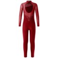 thumbnail image 2 of TiaoBug Girls Ice Skating Jumpsuit Rhinestone Mock Neck Competition Figure Skating Dancewear Burgundy 10, 2 of 7