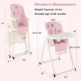 thumbnail image 2 of Babyjoy Chaise Haute pour Bébé 4-en-1 Pliable, Hauteur Réglable, Chaise d'Alimentation avec Roues, Rose, 2 of 6