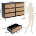 thumbnail image 2 of Bingirl Commode à 6 Tiroirs en Rotin Noir avec Poignées en Métal et Compartiments de Rangement pour Chambre et Salon, 2 of 9