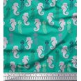 thumbnail image 1 of Soimoi Poly Crepe Fabric Jellyfish & Seahorse Ocean Print Fabric by Yard 52 Inch Wide, 1 of 3