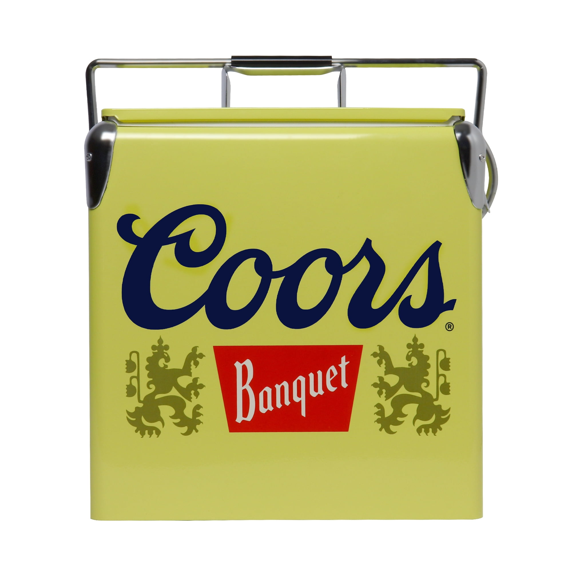 Coors Banquet 14-Quart Retro Ice Chest Cooler with Bottle Opener, 13L, Yellow/Silver