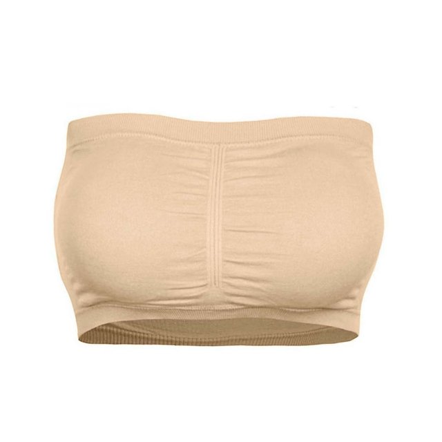 Double Women Plus Size Strapless Bra Bandeau Tube Removable Padded Top Stretchy
