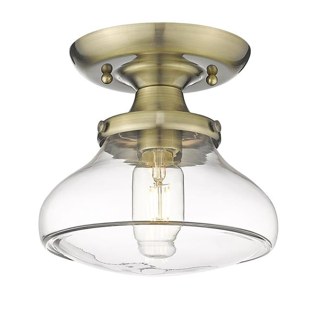 Golden Lighting 3419-SF AB-CLR Nash Semi-Flush, Aged Brass