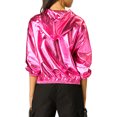 thumbnail image 3 of INSPIRE CHIC Women's Shiny Long Sleeve Zipper Hooded Metallic Jacket, 3 of 6