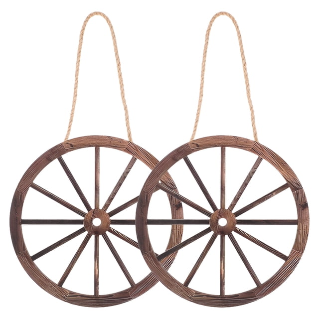 Western Home Decor 2Pcs Wooden Wheels Coffee 7.87 Inch for Home Bar and Garage