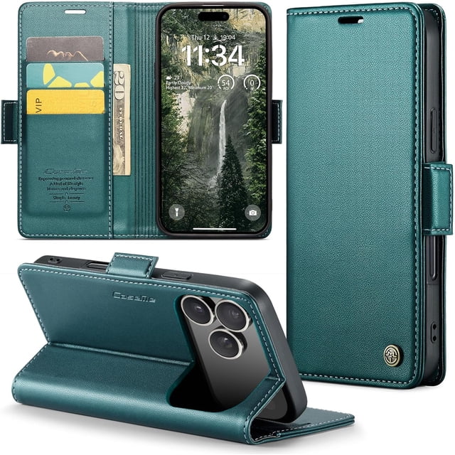 Case for iPhone 17 Pro Max Wallet Case with Card Holder, Kickstand RFID Blocking Magnetic Closure Shockproof Protective PU Leather Cover for iPhone 17 Pro Max Flip Case Wallet