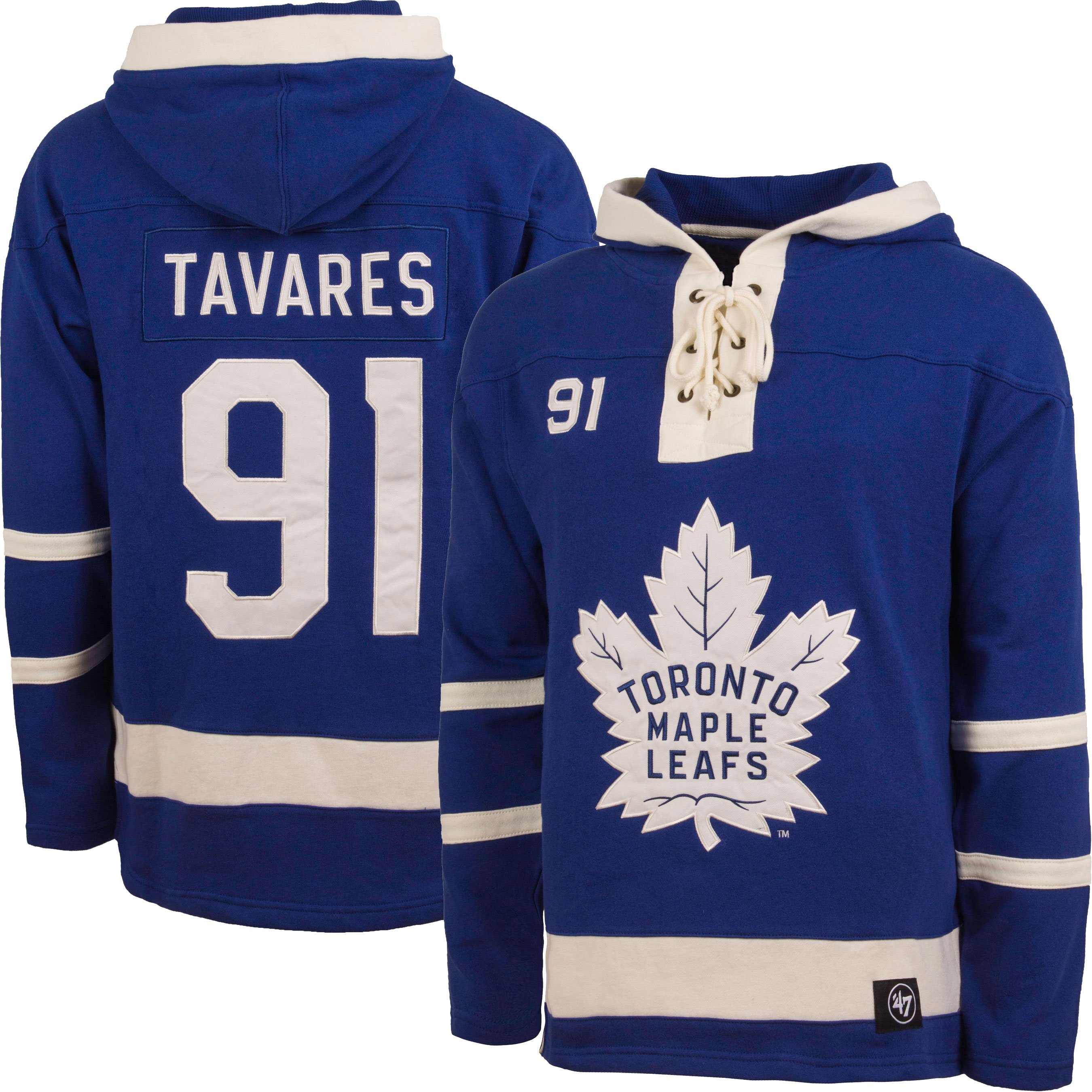 '47 Chandail à Capuchon en Molleton à Lacets pour Hommes John Tavares Toronto Maple Leafs