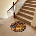 thumbnail image 2 of SIYTUAU 3D Optical Illusion Book Cave Round Area Rug Non Slip Floor Mat For Bedroom Study Library 23.6X23.6 Inches Velvet Soft Pile Polyester Fiber A, 2 of 5