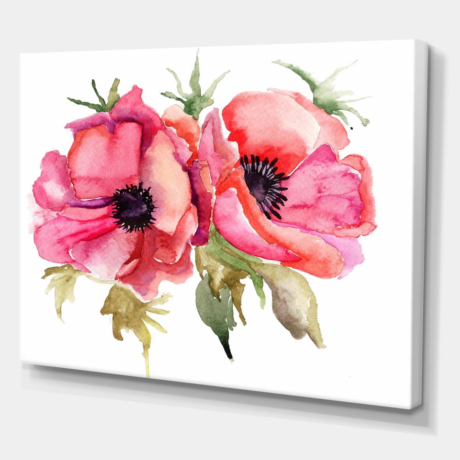 Designart Stylized Poppy Flowers Canvas Wall Art