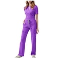 thumbnail image 2 of Women's V-Neck Top and Drawstring Pocket Pants Two-Piece Set for Care Workers - Comfortable Polyester Workwear in Multiple Colors, 2 of 2
