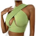 thumbnail image 1 of Débardeurs Croisés pour Femmes Sans Manches Couleur Unie Découpe Crop Tops, 1 of 4