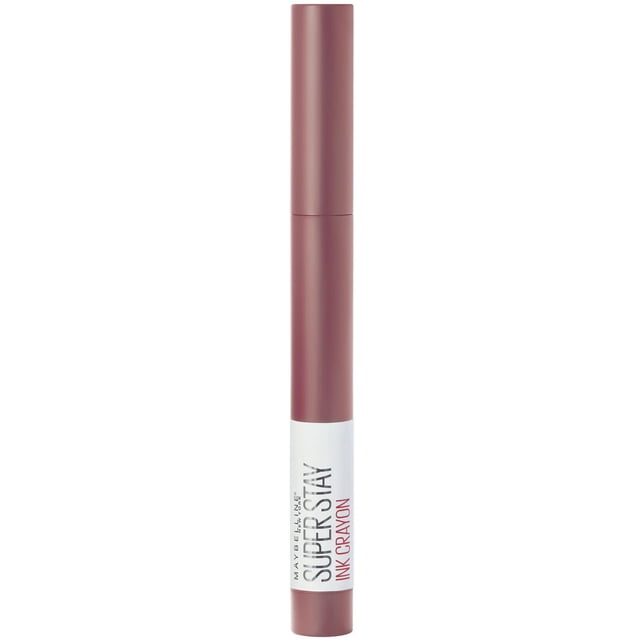 Super Stay®Ink Rouge à Lèvres en tube Mince Mat rose Poussiéreux avec Étiquette Blanche Présentant un Texte Noir et Rouge, Offrant jusqu'à 8 Heures de Couleur de Lèvres Mate intense avec un Aiguiseur Intégré pour une application Précise et Anti-Bavures, Idéal pour une Tenue Longue Durée.