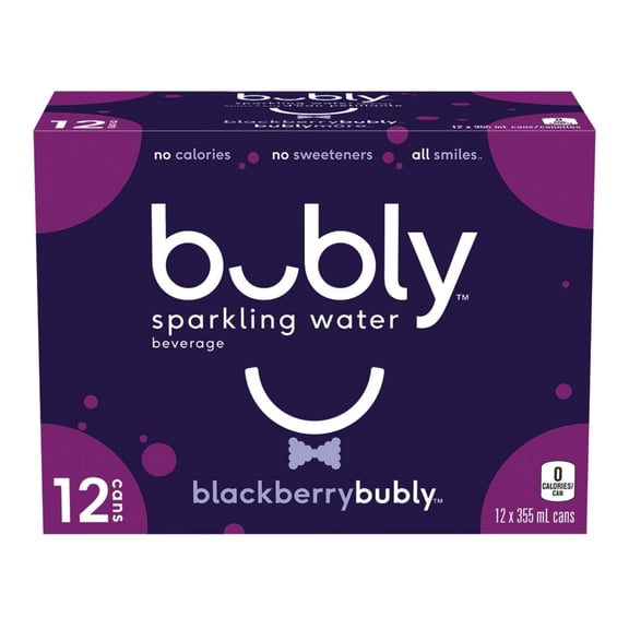 Bubly Blackberry Sparkling Water 355 mL cans, pack of 12